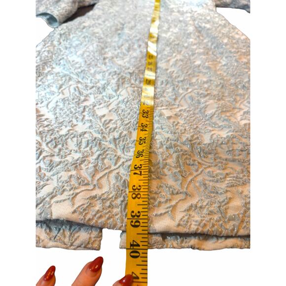 Betsy & Adam Ice Blue and Silver Jacquard Midi Dress - Size 14W - Picture 7 of 16